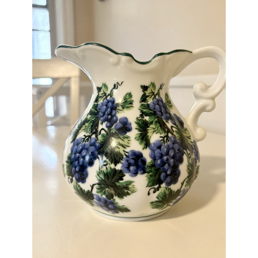 Vintage Grapevine Pitcher Smithsonian Cooper Hewitt Blue & White Country Cottage